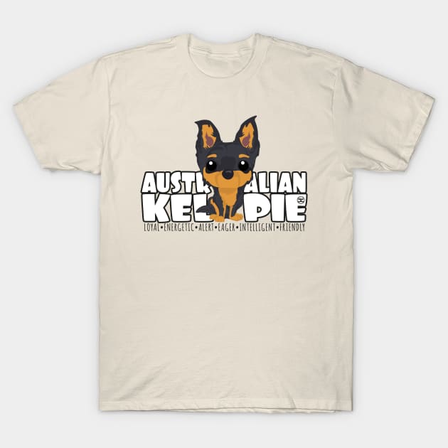 Kelpie (Black & Tan) - DGBigHead T-Shirt by DoggyGraphics